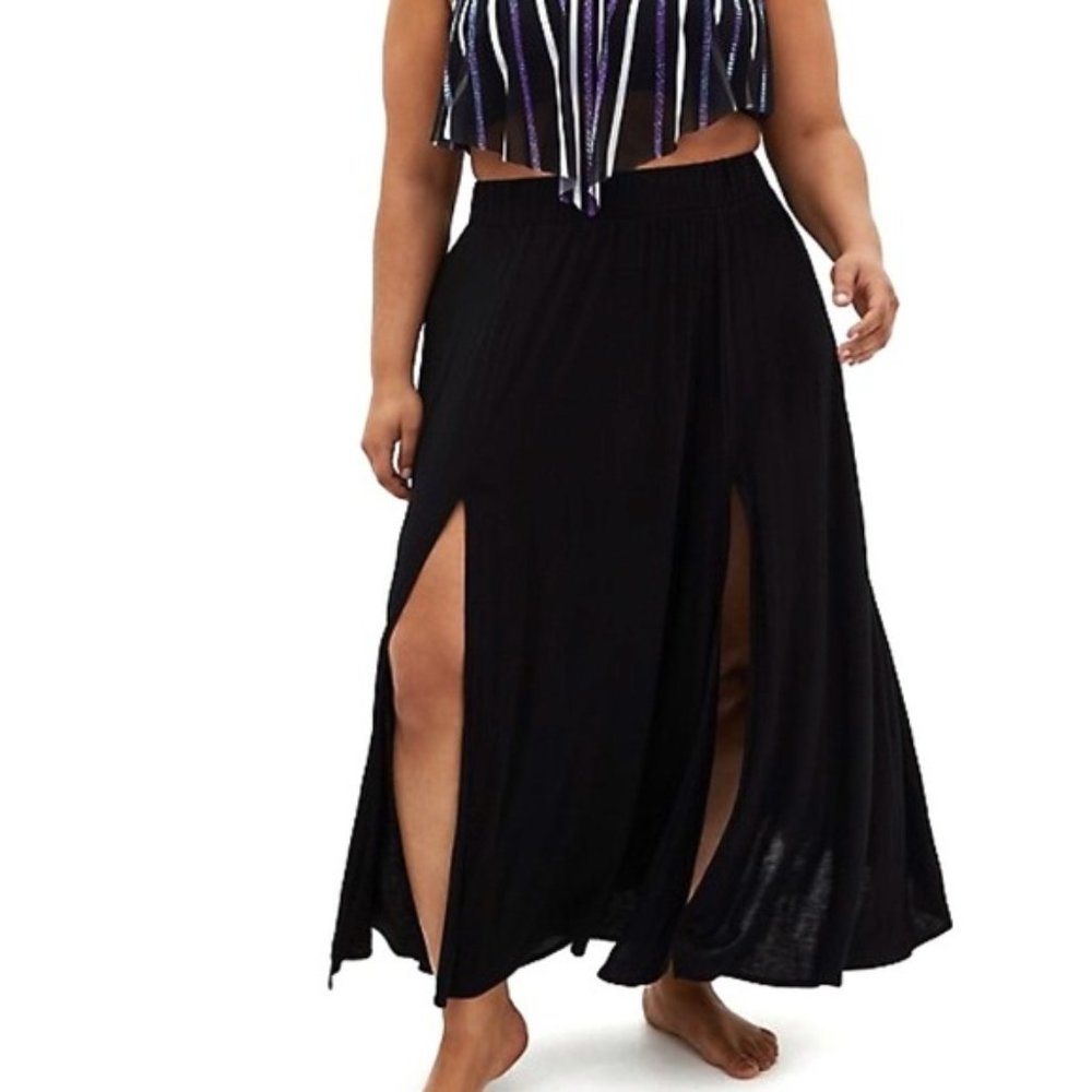 Torrid Jersey Side Slit Swim Cover Up Skirt